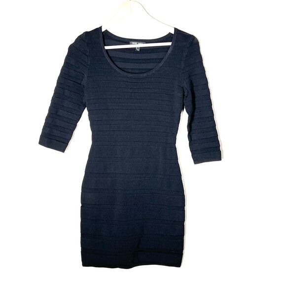 MNG by Mango black 3/4 sleeve knit sheath sweater dress size small S B91 - Picture 1 of 3